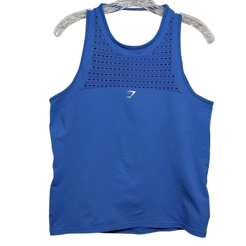 GYMSHARK Women's Energy Seamless Loose Tank Top, Royal Blue, Size Large/XL